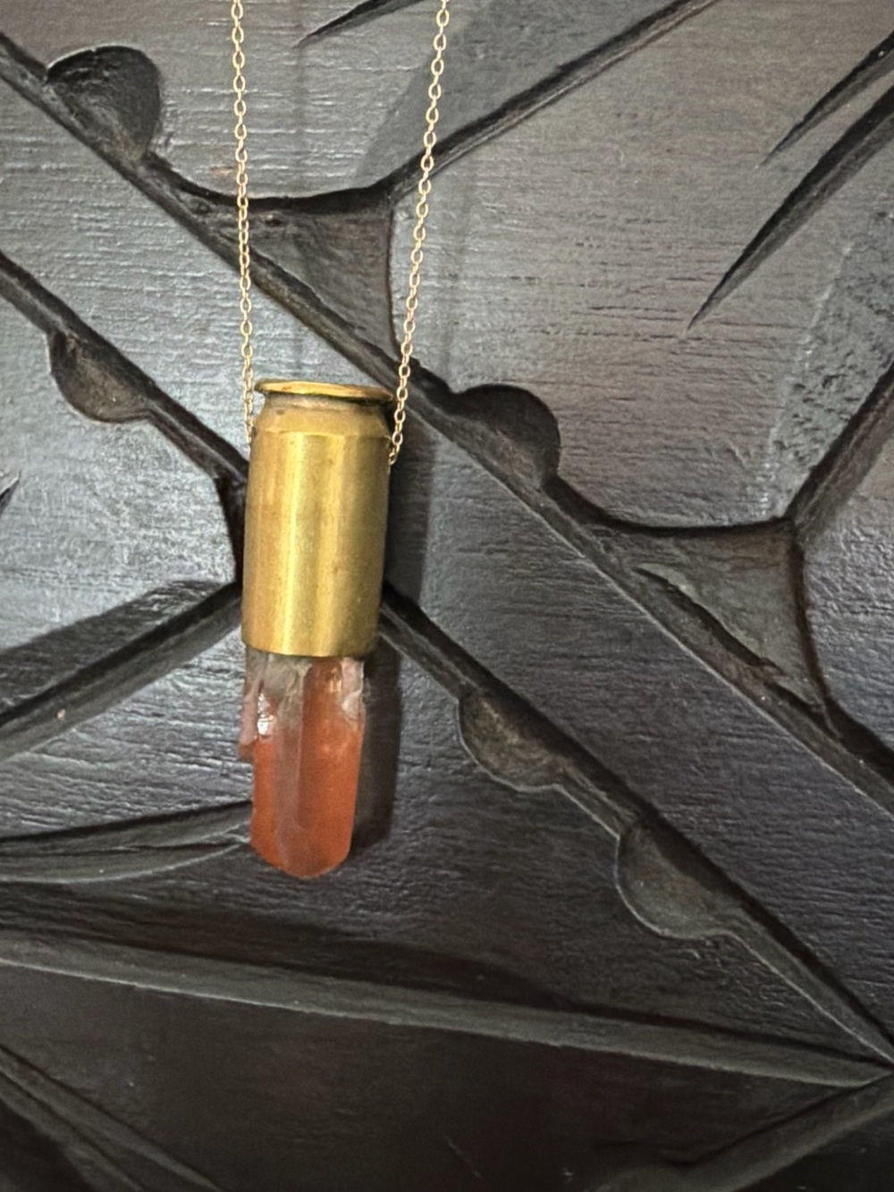 Rare Los Angeles Unearthen crystal bullet necklace